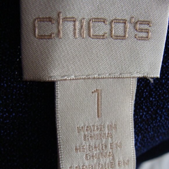 CHICO's Dark Blue Sleeveless Sweater Knit CREW Neck Top Sz 1 - Picture 6 of 6